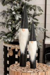 Babbo Natale in legno nero con barba bianca - CONFIG0225